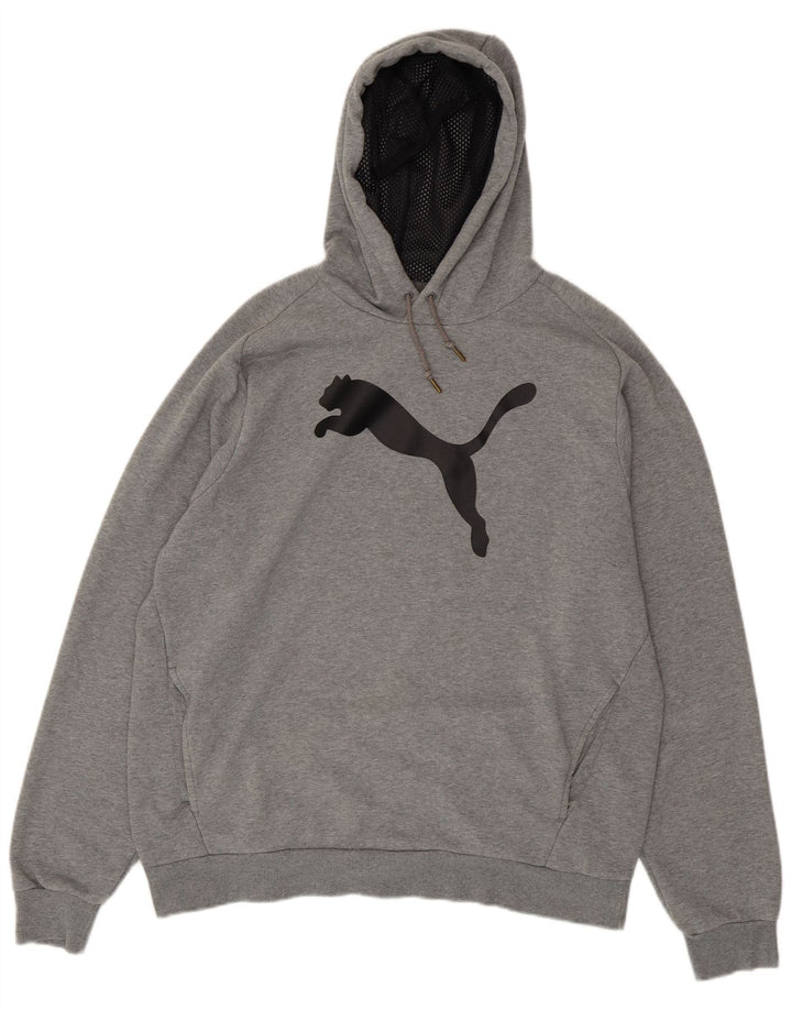 PUMA Mens Graphic Hoodie Jumper XL cinza manchado de algodão