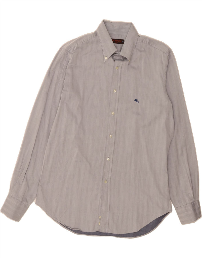 ETRO Mens Milano Shirt Size 42 Large Grey Striped Cotton Vintage Etro and Second-Hand Etro from Messina Hembry 