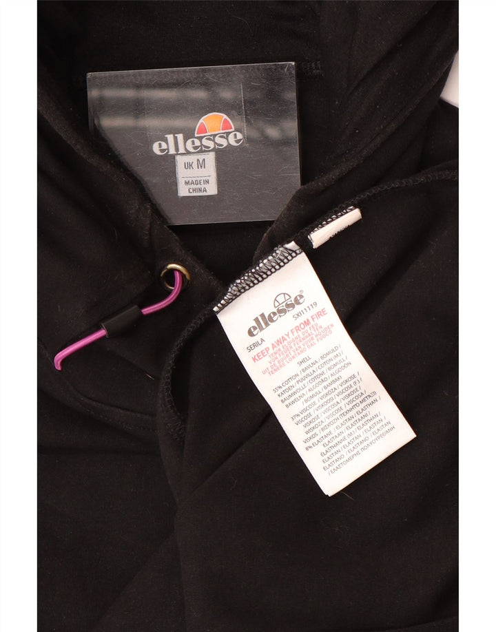 Suéter Ellesse masculino com capuz gráfico médio preto algodão