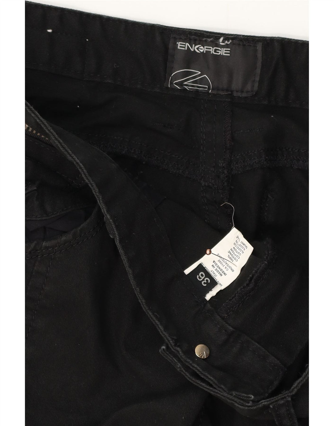 Calça casual reta masculina ENERGIE W36 L34 algodão preto