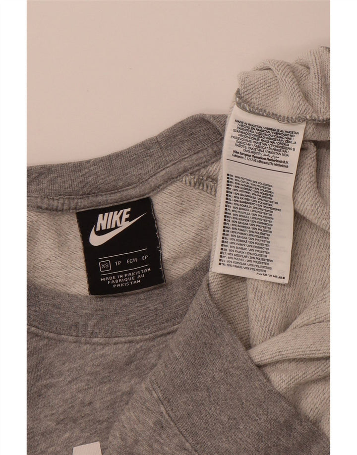 NIKE feminino gráfico oversized moletom jumper UK 6 XS cinza algodão