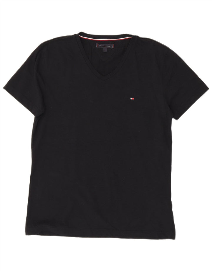 Tommy Hilfiger Camiseta masculina grande de algodão preto