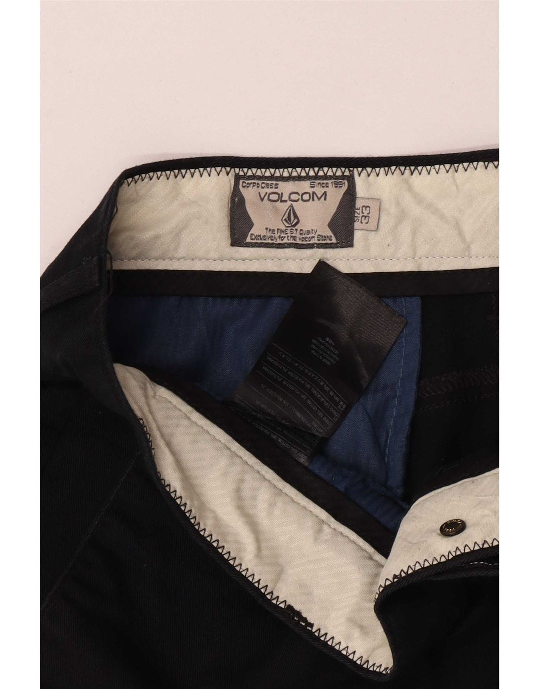 Volcom Mens Chino Shorts W33 Médio Algodão Preto