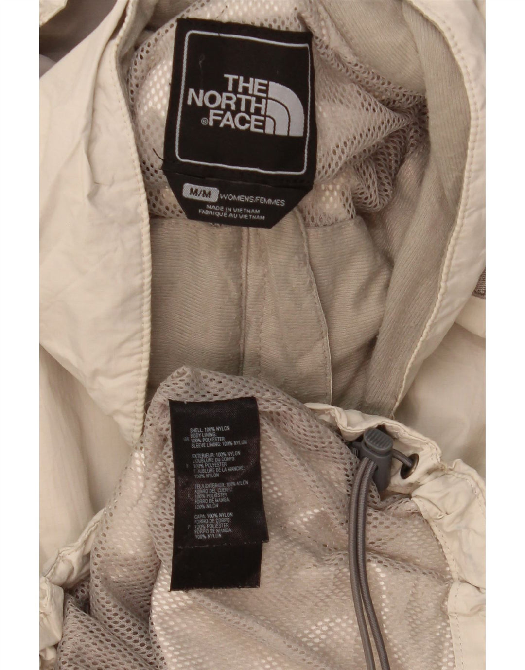 Jaqueta de chuva feminina com capuz The North Face UK 14 médio off white nylon