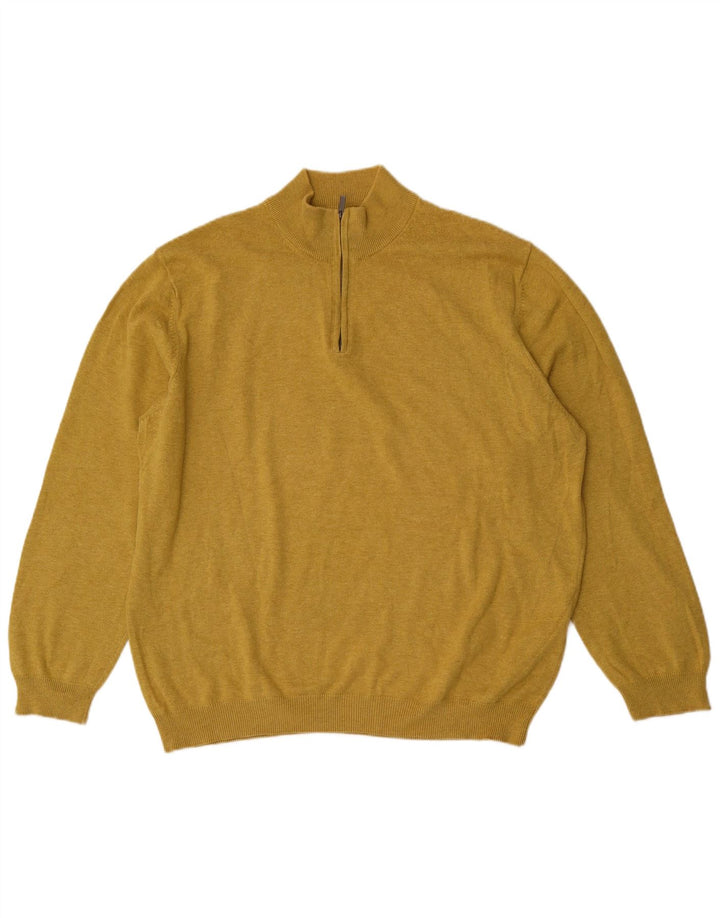 Suéter masculino Massimo Dutti com zíper e gola 2XL algodão amarelo
