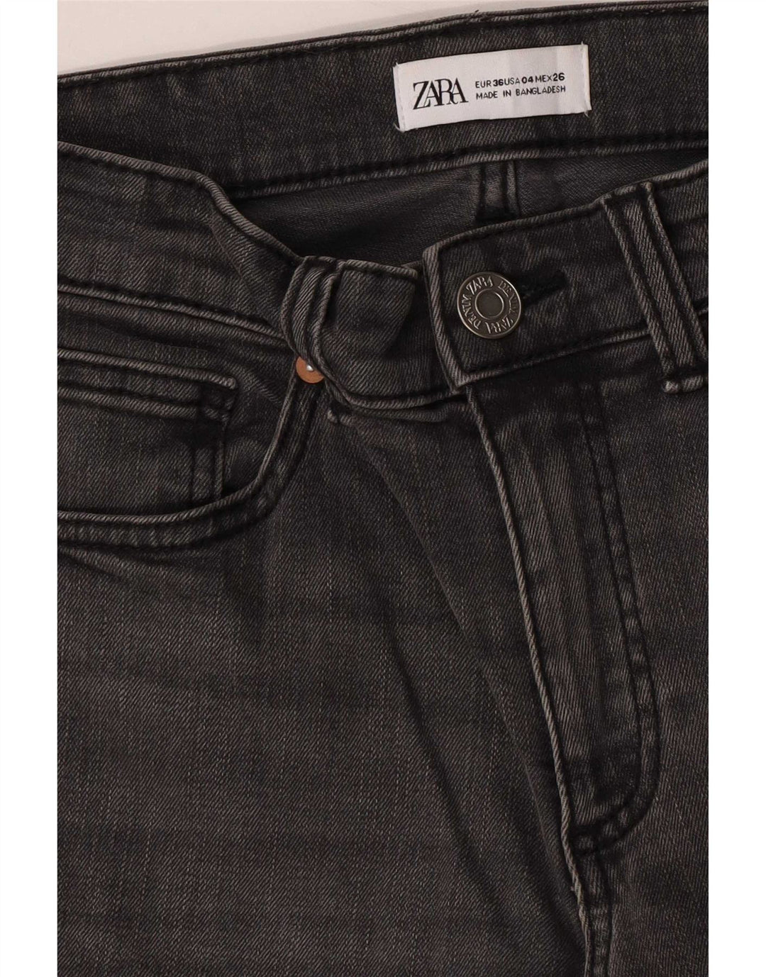 Zara Jeans feminino queimado EU 36 XS W26 L26 cinza