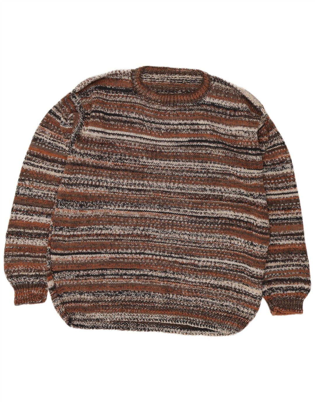 Suéter masculino vintage com gola redonda 2XL listrado marrom