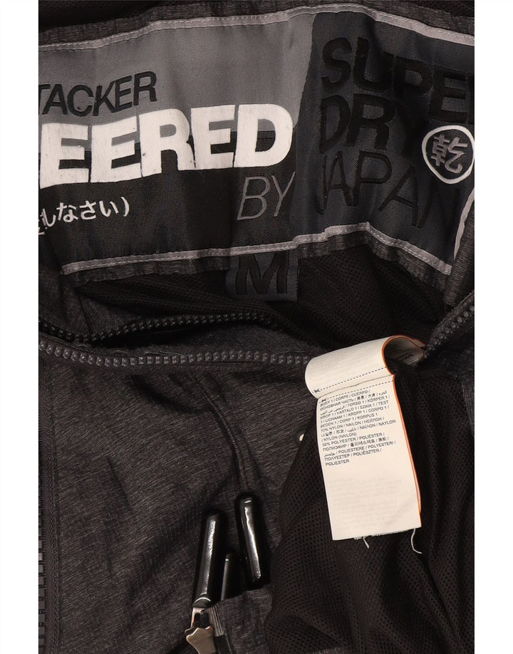 Jaqueta de chuva feminina Superdry UK 14 nylon cinza médio