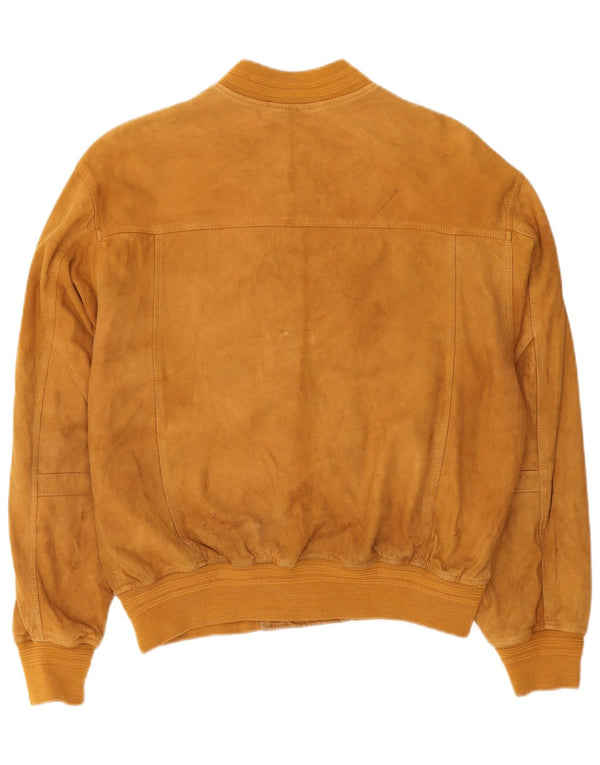Burton Mens Suede Bomber Jacket Reino Unido 38 Couro Marrom Médio