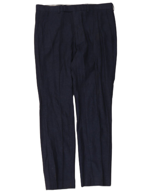 Calça masculina Marks & Spencer Slim Suit W34 L31 algodão azul marinho
