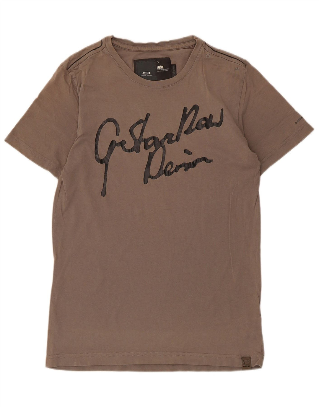 Camiseta gráfica masculina G-Star Top pequeno algodão marrom