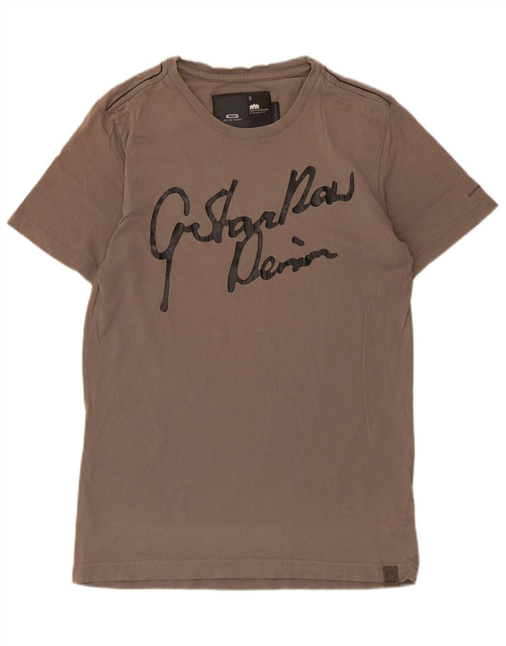 Camiseta gráfica masculina G-Star Top pequeno algodão marrom