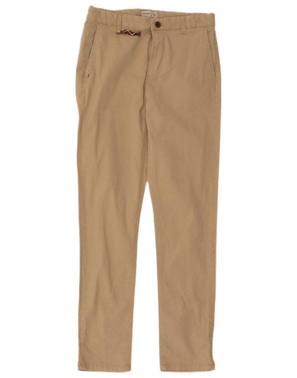 Zara Boys Slim Chino Calças 13-14 Anos W30 L30 Algodão Bege