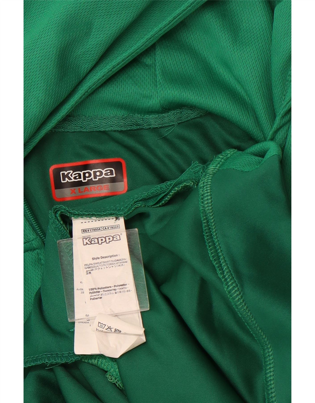 Suéter masculino Kappa com capuz e zíper gráfico XL verde colorblock poliéster