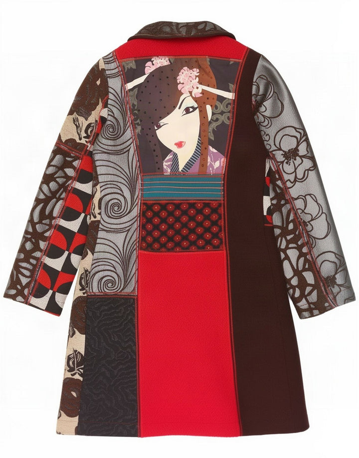 Sobretudo gráfico feminino Desigual EU 40 Floral multicolorido médio