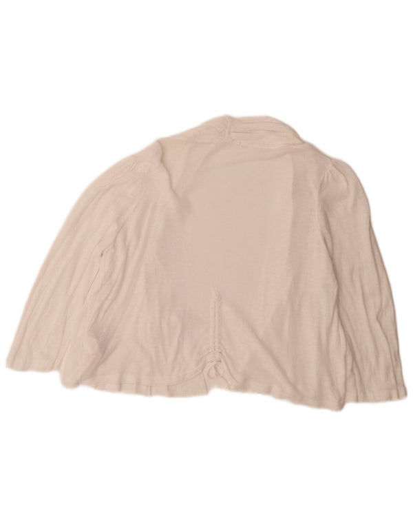 Suéter cardigã feminino aberto de manga 3/4 da Marks & Spencer Reino Unido 16 grande branco