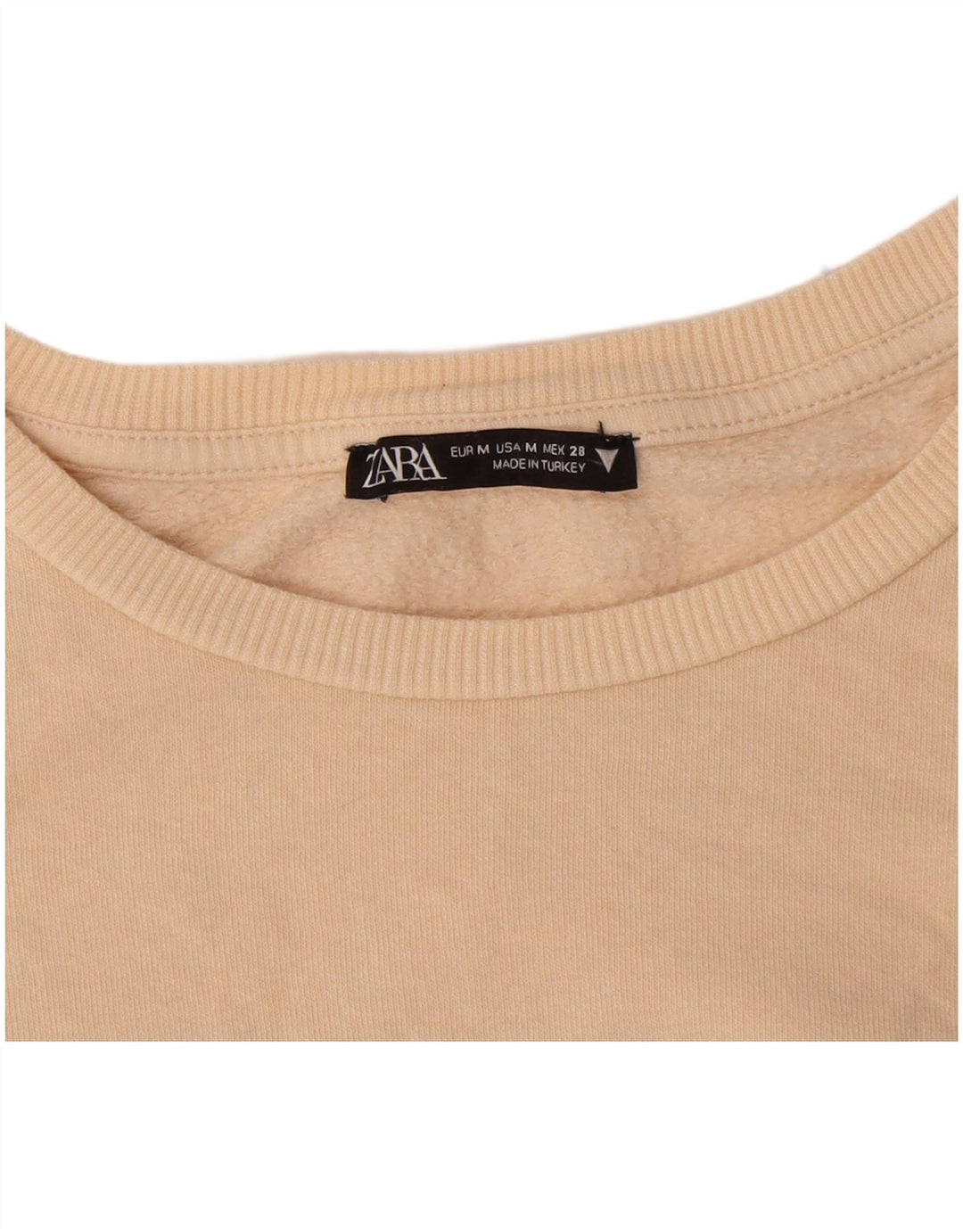 Zara Womens Crop Top Manga Longa Reino Unido 14 Médio Bege