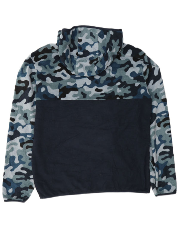 Suéter masculino de lã com capuz e gola com zíper Champion grande camuflagem azul marinho