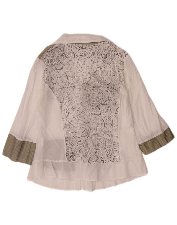 Borgofiori blusa feminina manga 3/4 IT 48 XL patchwork branco