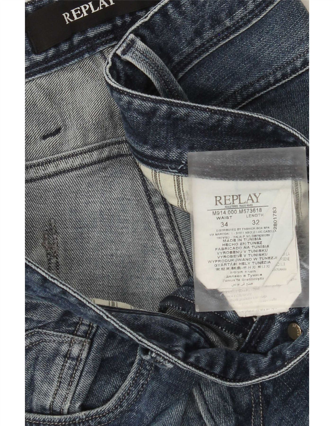 Replay Jeans Slim Feminino W34 L32 Azul Algodão