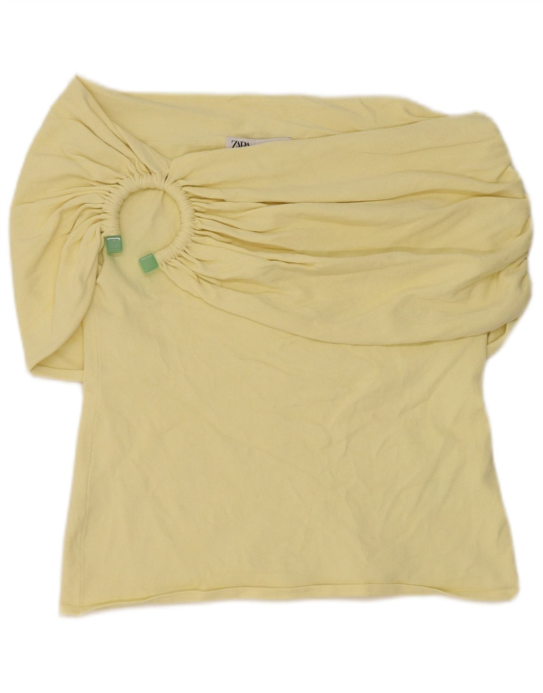Zara Womens Off Ombro Top UK 16 Grande Viscose Amarela