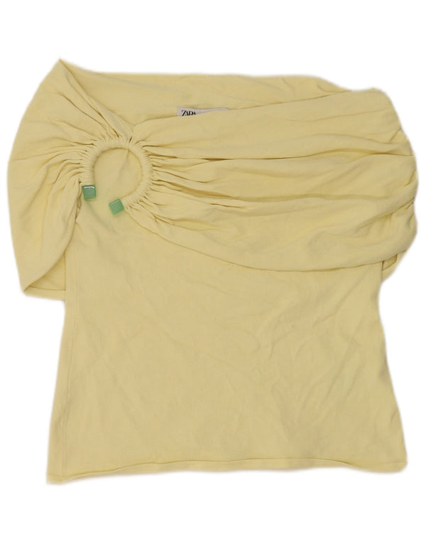 Zara Womens Off Ombro Top UK 16 Grande Viscose Amarela