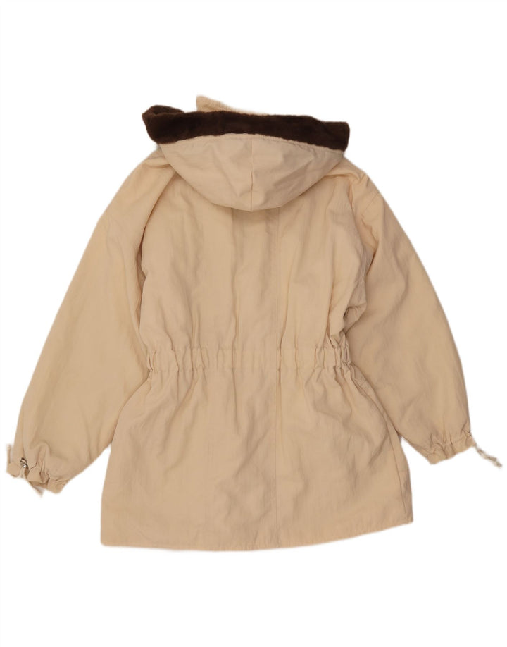 Jaqueta Parka Feminina Vintage com Capuz IT 42 Médio Bege