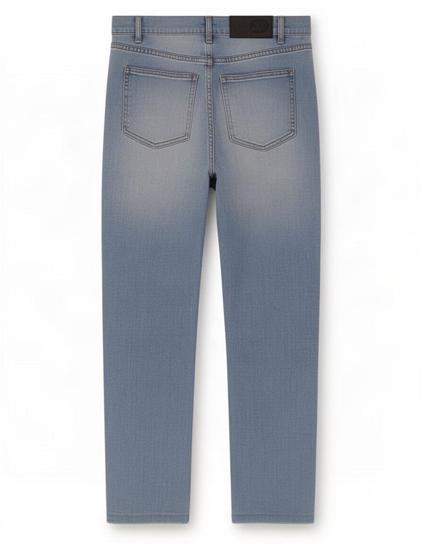Jeans cônicos envelhecidos masculinos baratos de segunda-feira W30 L27 algodão azul