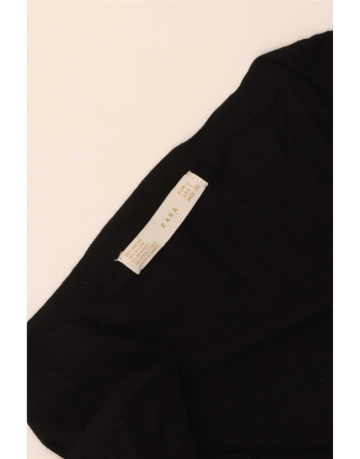 Suéter cardigã feminino Zara Reino Unido 14 grande rayon preto