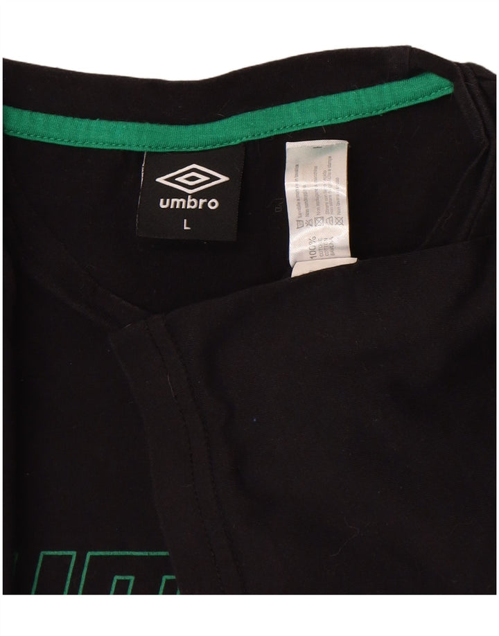 Camiseta masculina gráfica Umbro Top grande de algodão preto