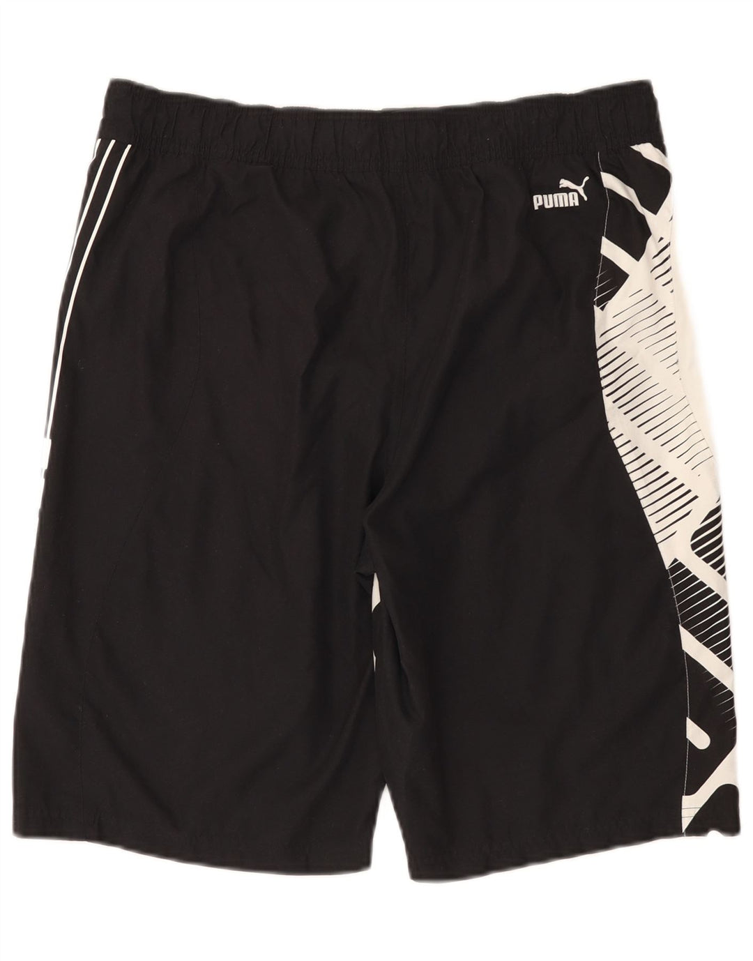 Shorts de natação masculinos Puma Graphic médio preto colorblock poliéster