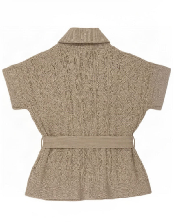 Zara Womens Short Sleeve Cardigan Sweater UK 14 Medium Grey Acrylic