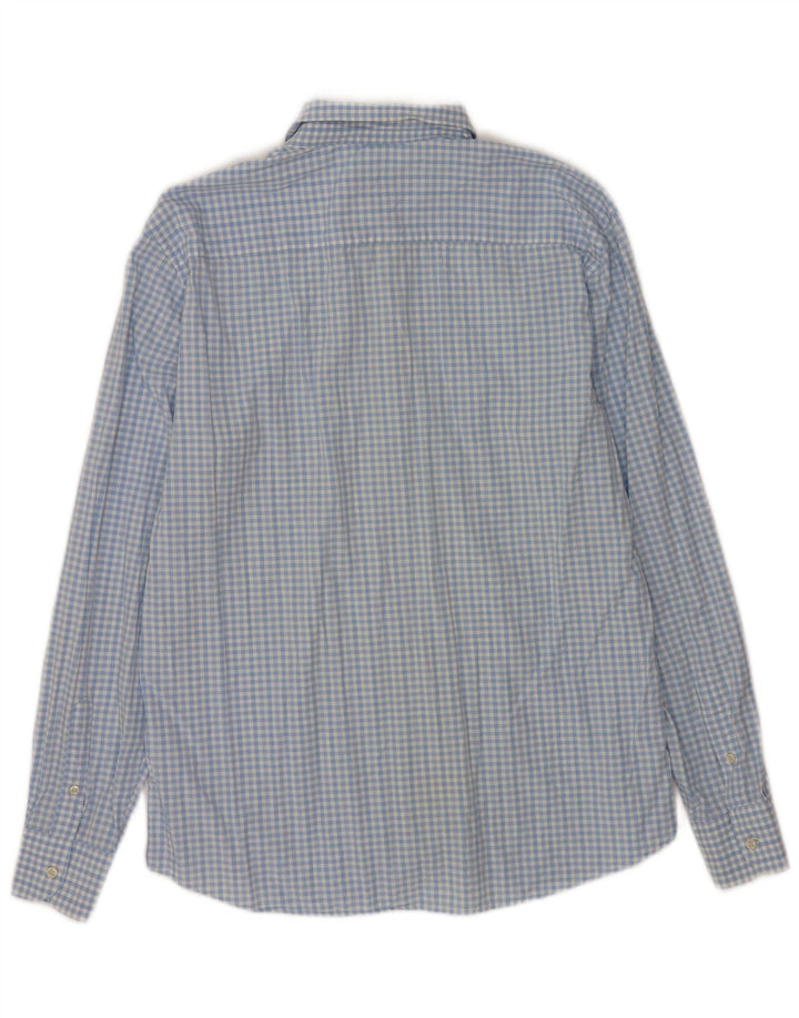 Camisa masculina casual Massimo Dutti XL algodão guingão azul