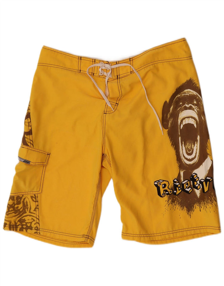 Rietveld Shorts de natação masculino gráfico grande poliéster amarelo