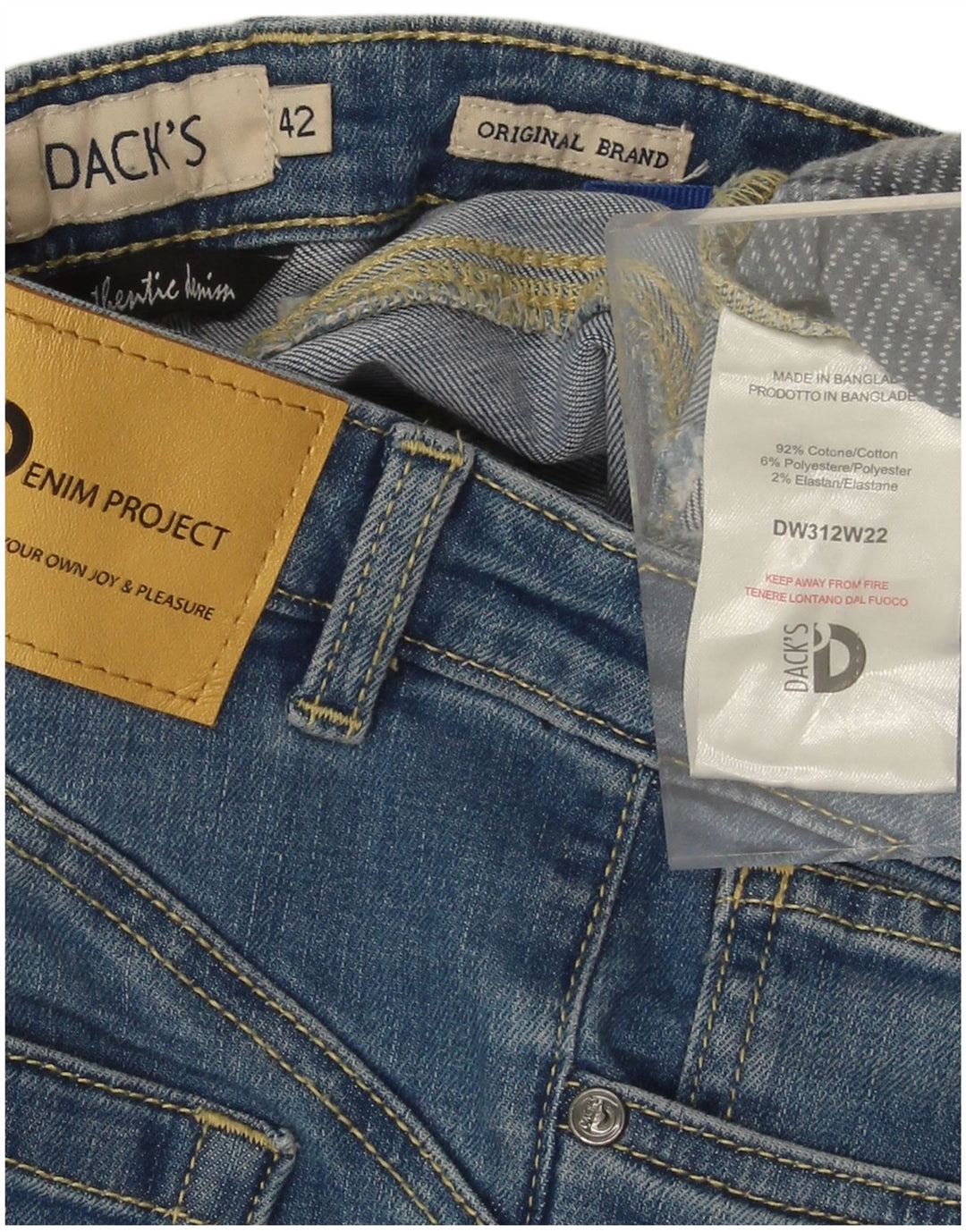 DACK'S Jeans Slim Feminino IT 42 Médio W30 L28 Algodão Azul