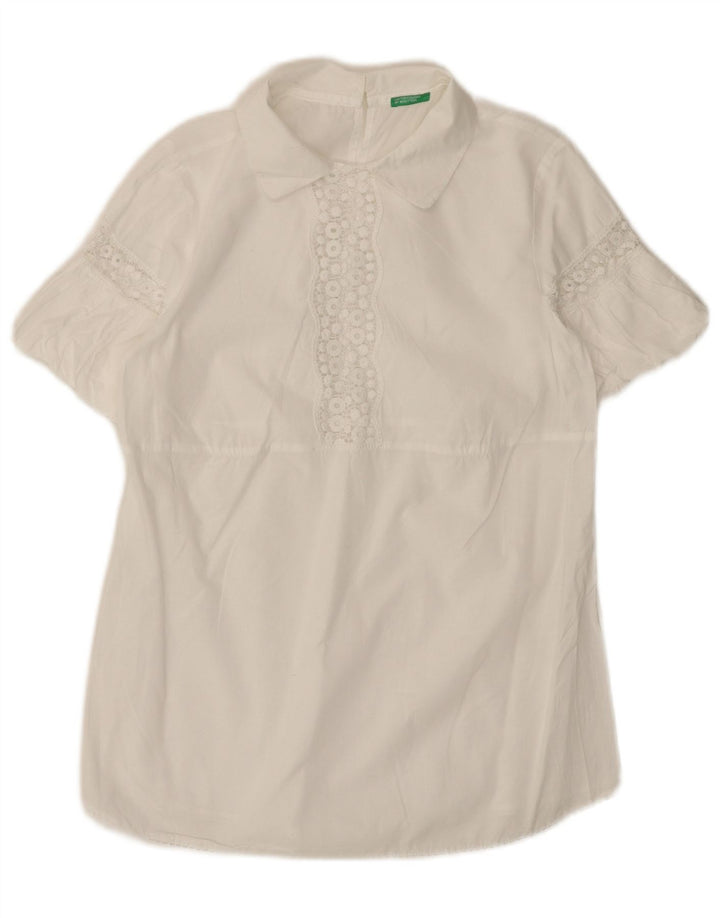Blusa feminina BENETTON UK 12 médio branco