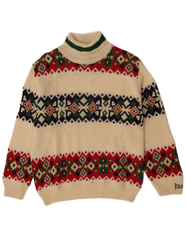 Suéter Foxhound Boys com gola redonda 15-16 anos off white Fair Isle Wool