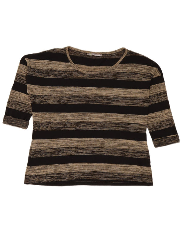 Marks & Spencer Top feminino oversized manga 3/4 Reino Unido 10 listrado cinza pequeno