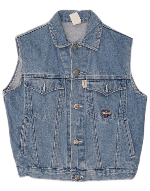 Colete jeans vintage para meninos 10-11 anos algodão azul