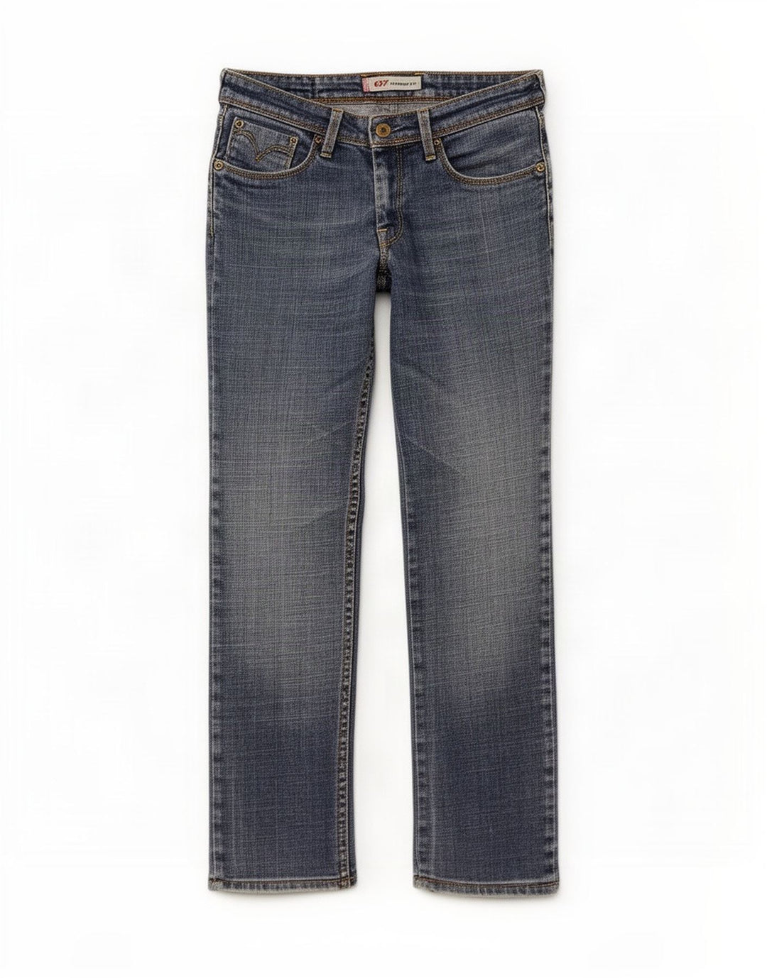 Calça jeans feminina Levi's 627 Straight W28 L28 azul algodão