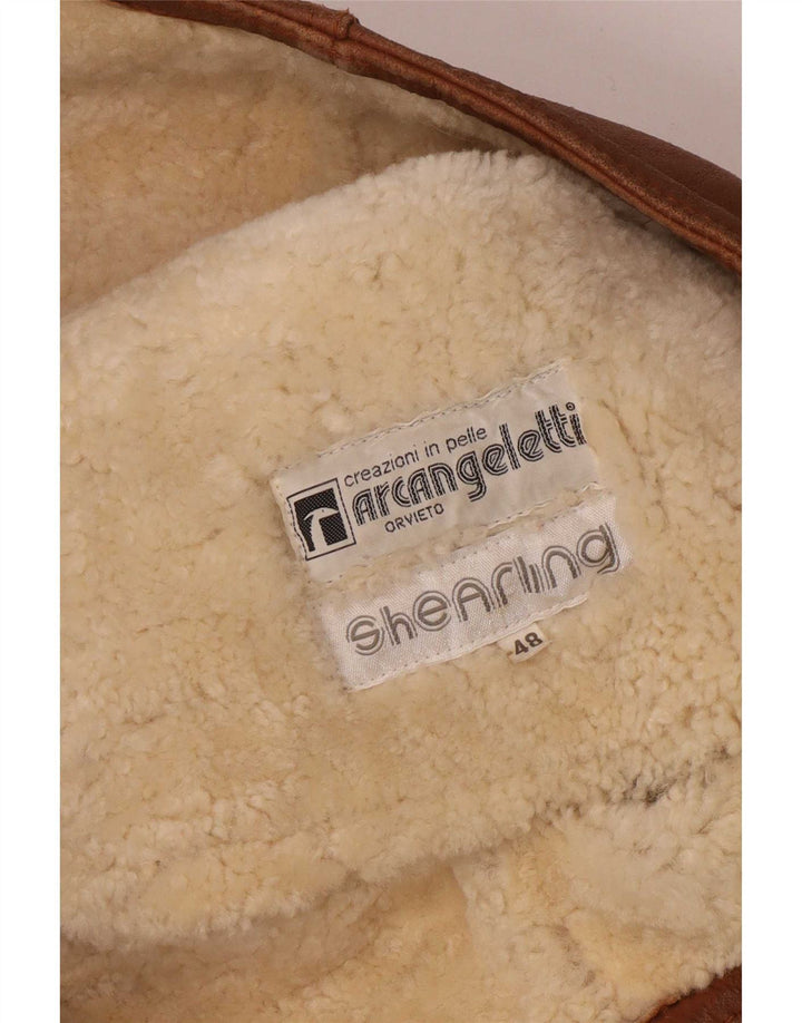 Jaqueta masculina vintage Shearling IT 48 marrom médio