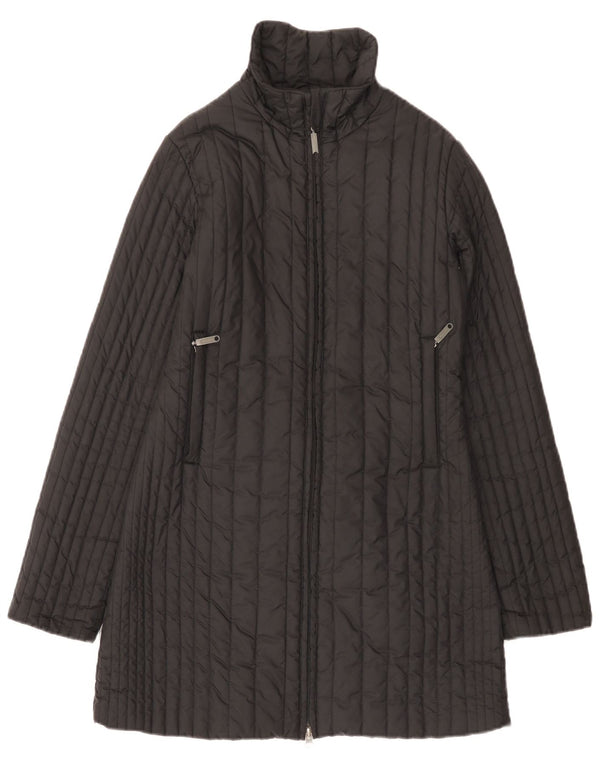 Vintage Womens Padded Coat UK 10 Small Black Polyester