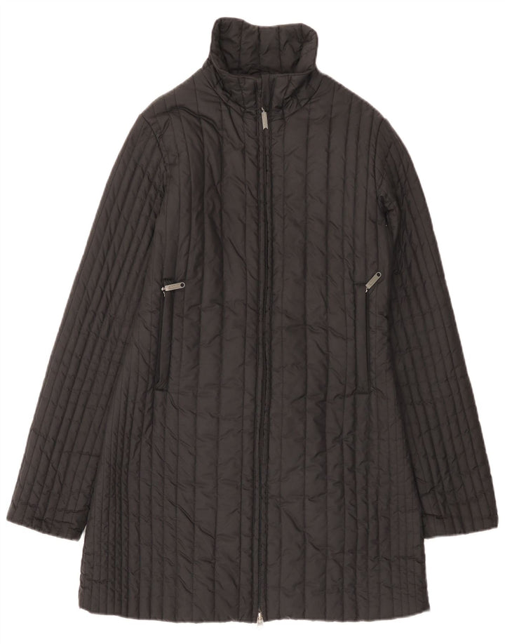 Casaco acolchoado feminino vintage UK 10 poliéster preto pequeno