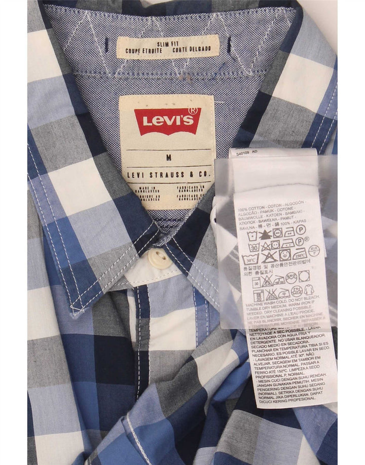 Camisa Levi's Masculina Slim Fit Azul Médio Algodão Gingham