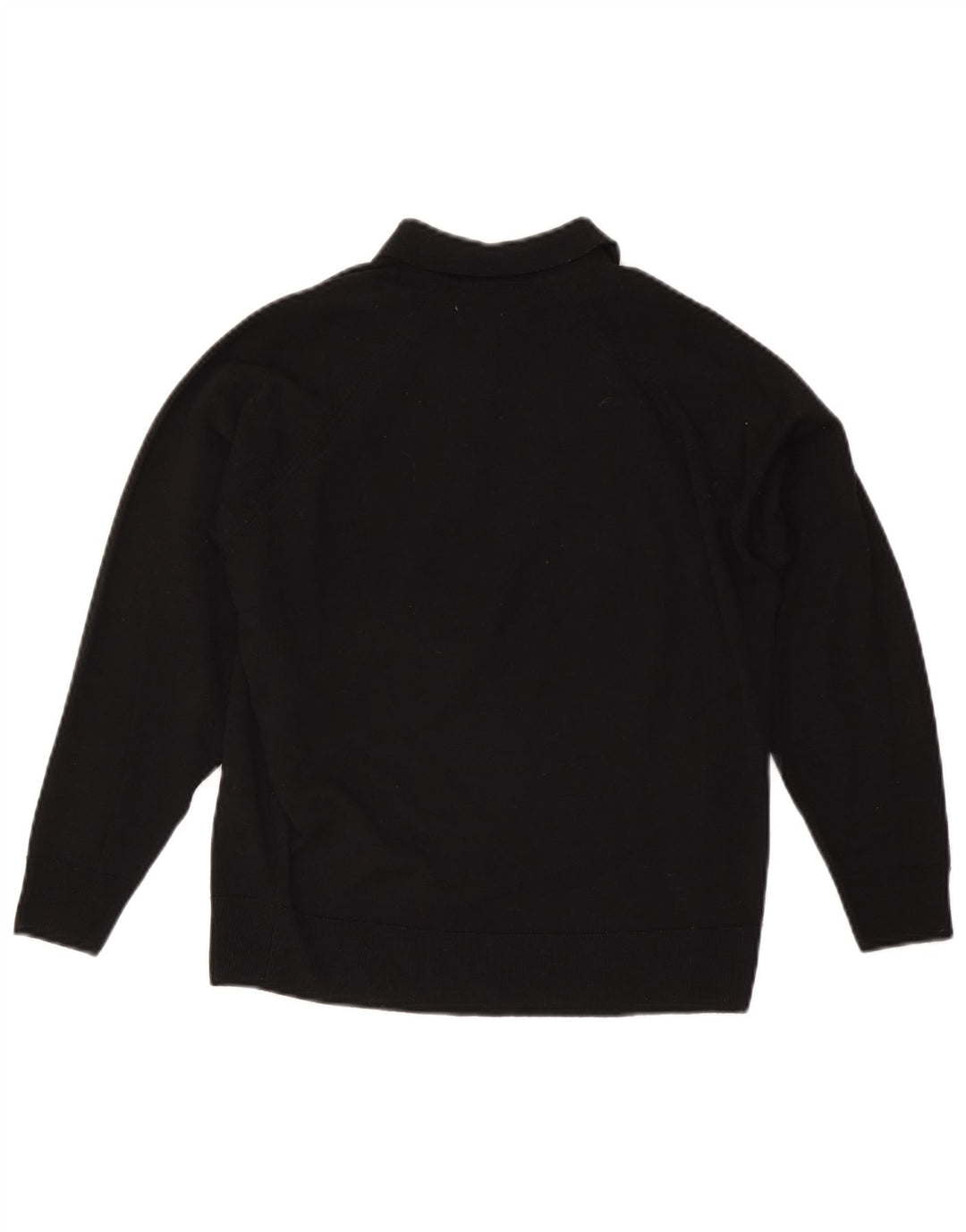 Suéter feminino CZARINA com gola polo e lã preta grande Reino Unido 16