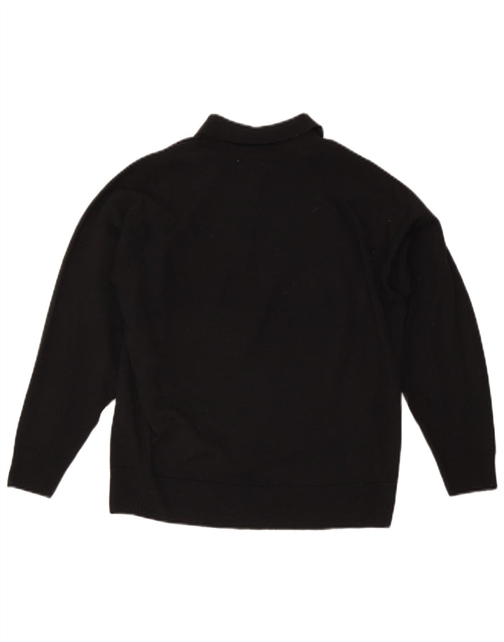 Suéter feminino CZARINA com gola polo e lã preta grande Reino Unido 16