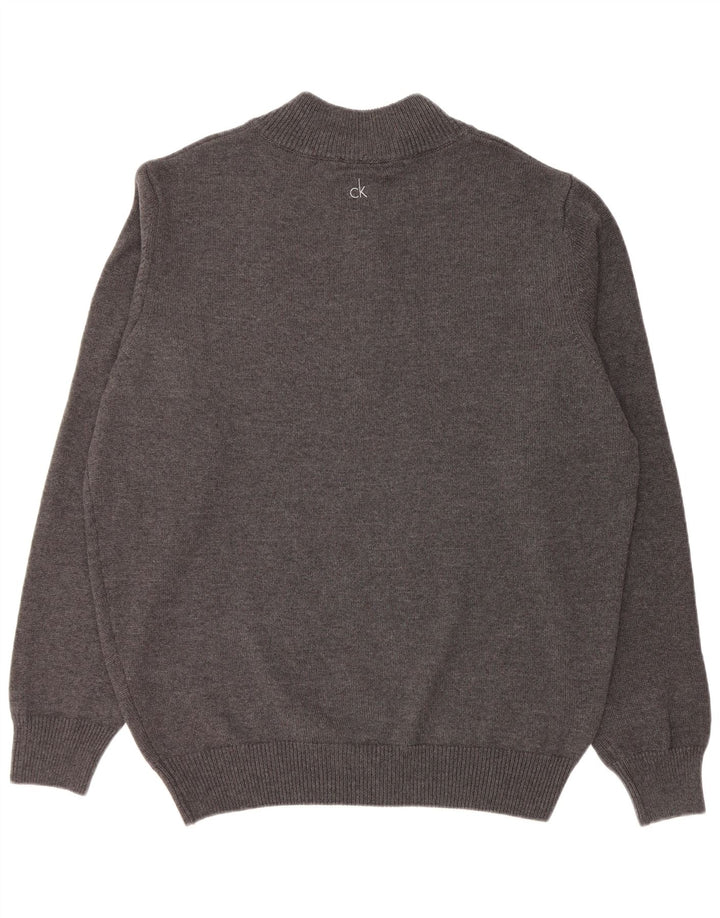 CALVIN KLEIN Suéter masculino de golfe com zíper e pescoço 2XL algodão cinza