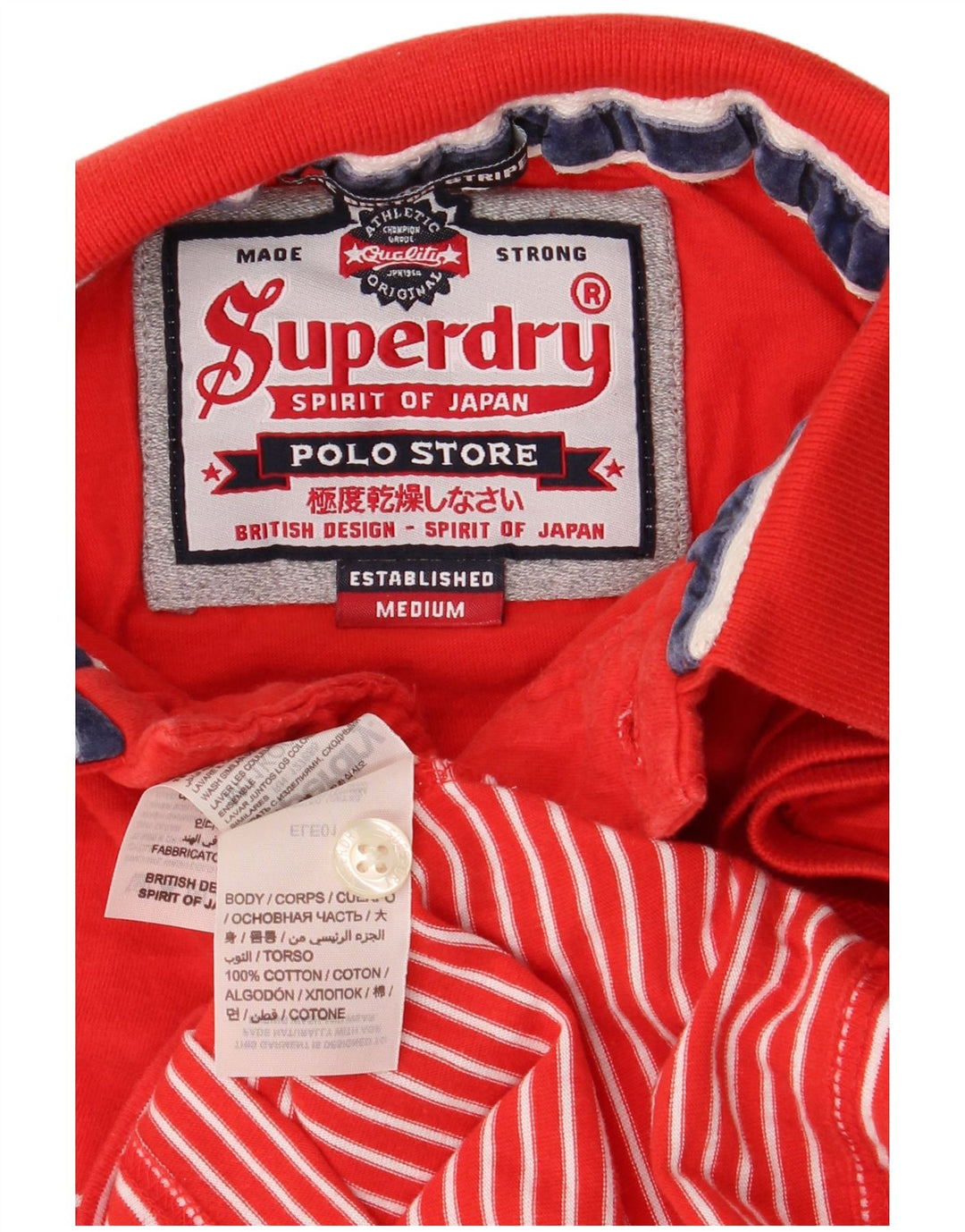 Camisa polo masculina Superdry médio algodão listrado vermelho