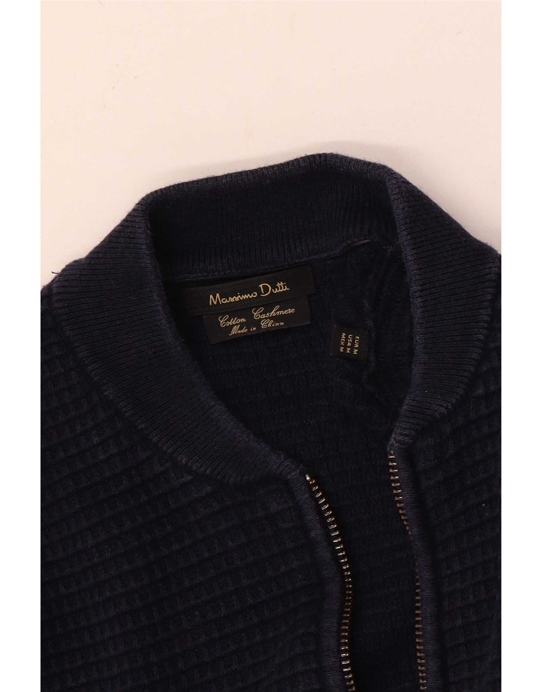 Suéter cardigã masculino Massimo Dutti de algodão azul marinho médio