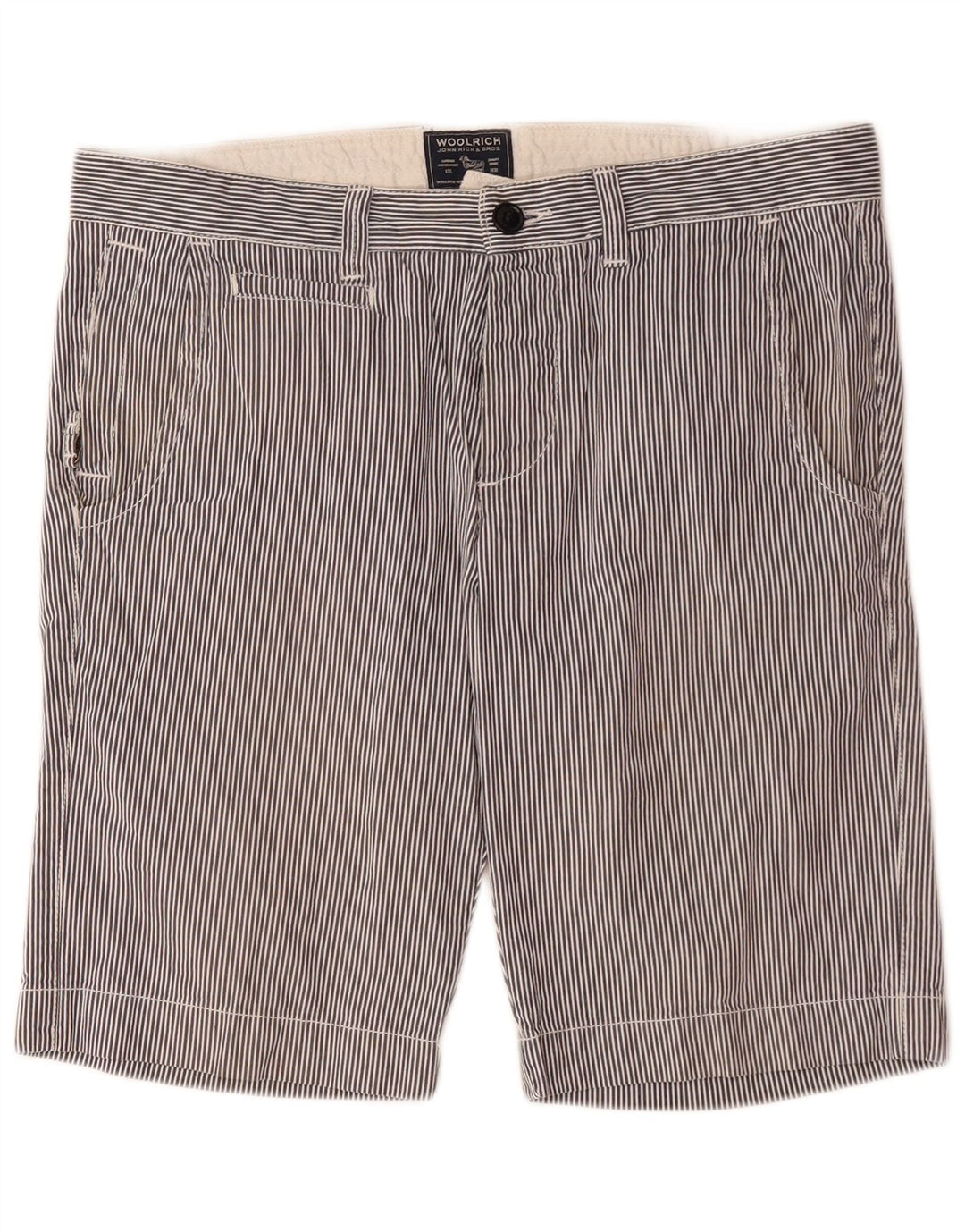 Shorts Chino Masculino Woolrich W33 Algodão Risca de Giz Azul Marinho Médio